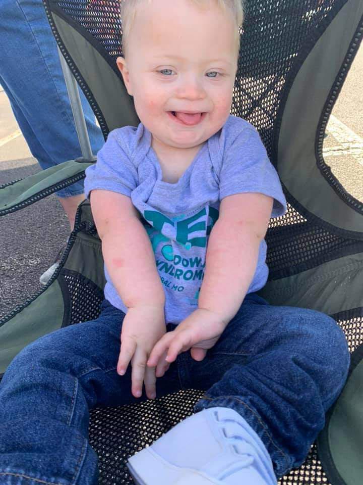 Blonde Boy In Lawn Chair